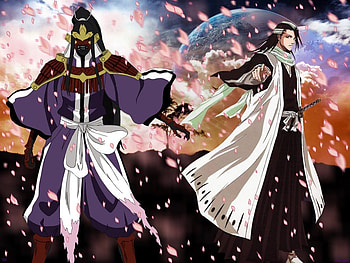 Senbonzakura & Byakuya, zanpakutou, byakuya kuchiki, shinigami, bleach, senbonzakura, kuchiki byakuya, anime, planet, petals, byakuya, duo HD wallpaper