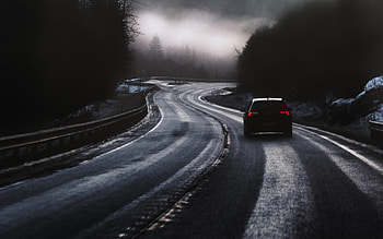 Twilight, Cars, Road, Fog, Car, Dusk HD wallpaper