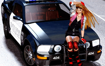 Girl, sexy, 3d, car HD wallpaper
