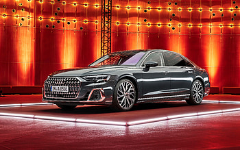 2022, Audi A8 L, , exterior, front view, gray sedan, new gray A8 L, German cars, Audi HD wallpaper
