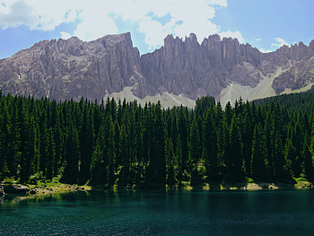Lago di Carezza, carezza, lake, green HD wallpaper