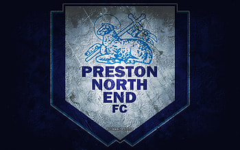 Preston North End FC, English football team, blue background, Preston North End FC logo, grunge art, EFL Championship, Preston, football, England, Preston North End FC emblem HD wallpaper