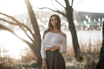 Brunette Depth Of Field, depth-of-field, girls, model, brunette HD wallpaper