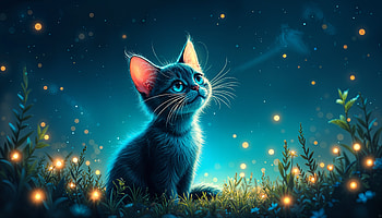 Enchanting Cat in Ultra, cat, night, glow, fantasy, cute, cute cat HD wallpaper