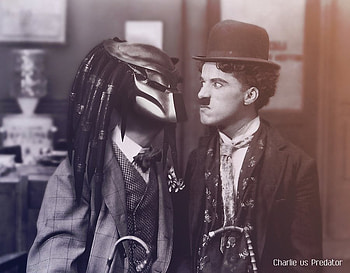 Charlie vs predator, star, predators, fun, movie, , charlie chaplin HD wallpaper