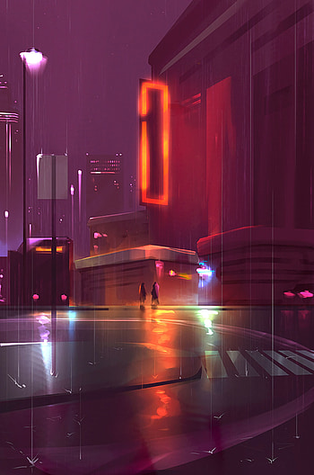Silhouettes, Art, Night, City, Street HD phone wallpaper