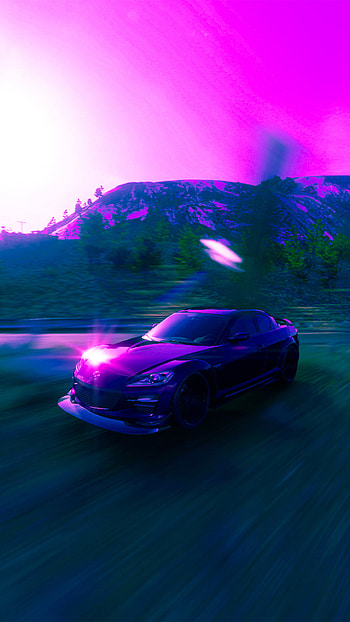 Mazda RX8, pink car, jdm, pink, car, purple, pink sky HD phone wallpaper