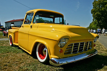 1955 Chevy Truck, Bowtie, Whitewalls, Yellow, GM HD wallpaper