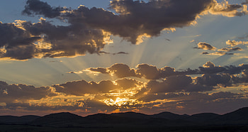 Nature, Sunset, Sky, Clouds, Hills HD wallpaper