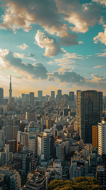 Tokyo Skyline - Urban Sunset, Tokyo HD phone wallpaper