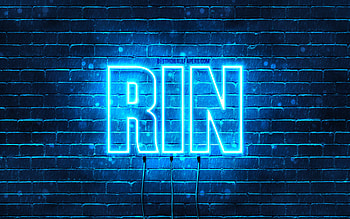 Happy Birtay Rin, , blue neon lights, Rin name, creative, Rin Happy Birtay, Rin Birtay, popular japanese male names, with Rin name, Rin HD wallpaper