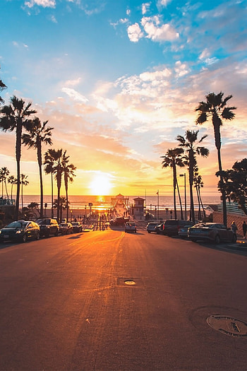 California, Beach sunset , Mesmerizing colors, Tranquil setting HD phone wallpaper