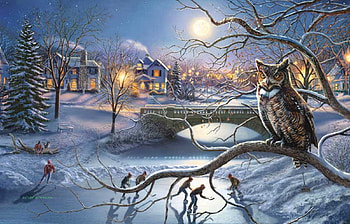 snowy beauty, winter, art, snow, cool, nature, paintings, beauty, village HD wallpaper