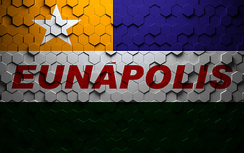 Flag of Eunapolis, honeycomb art, Eunapolis hexagons flag, Eunapolis 3d hexagons art, Eunapolis flag HD wallpaper