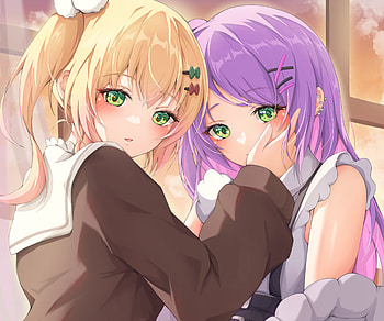 Momosuzu Nene & Tokoyami Towa, hololive, Tokoyami Towa, Momosuzu Nene, Anime, Virtual Youtuber HD wallpaper