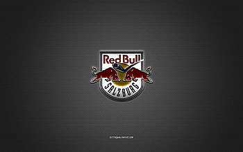 EC Red Bull Salzburg, Austrian hockey club, EIHL, red logo, gray carbon fiber background, Elite Ice Hockey League, hockey, Salzburg, Austria, EC Red Bull Salzburg logo HD wallpaper