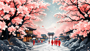 Cherry Blossom Festival: A Timeless Spring Elegance, cherry blossom festival, cherry blossom, pagoda, kimono HD wallpaper