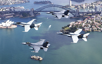 Jet Fighter, Military, Australia, Sydney Harbour Bridge HD wallpaper