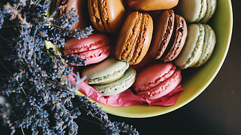 Bowl, Macarons HD wallpaper