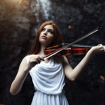 Girl playing violin, Enchanting performance, Melodic landscapes, Harmonious strings HD phone wallpaper
