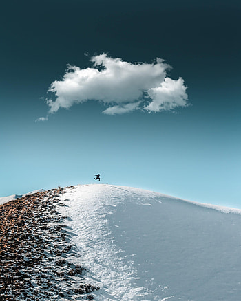 Sky, Snow, Miscellanea, Miscellaneous, Human, Person, Bounce, Jump, Hill HD phone wallpaper