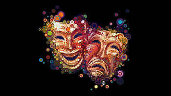 Theater masks, Dramatic expressions, Theatrical art, Visual storytelling HD wallpaper