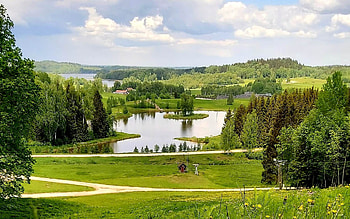 Latvian Landscape, trees, lakes, fields, Latvia HD wallpaper