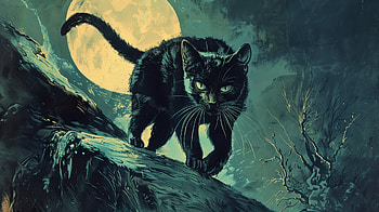 Moonlit Black Cat - Ultra, Animal, cat, Black Cat, moonlight, night HD wallpaper