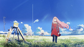 Zero Two (Darling In The Franxx), Darling In The Franxx, Anime, Green Eyes, Horns, Pink Hair HD wallpaper