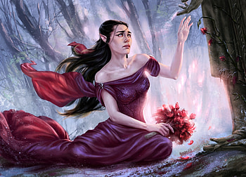 Undying, art, girl, hand, purple, pink, fantasy, inna-vjuzhanina, flower, red, luminos HD wallpaper