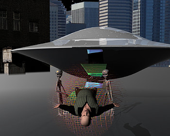 The Abduction, abduction, aliens, flying saucers, cities, fantasy, men, space, space ships HD wallpaper