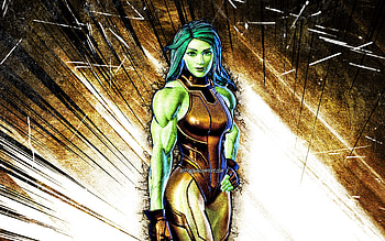 Gold Foil She-Hulk, grunge art, Fortnite Battle Royale, Fortnite characters, Gold Foil She-Hulk Skin, brown abstract rays, Fortnite, Gold Foil She-Hulk Fortnite HD wallpaper