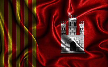 Terrassa flag, , silk wavy flags, spanish cities, Day of Terrassa, Flag of Terrassa, fabric flags, 3D art, Terrassa, cities of Spain, Terrassa 3D flag HD wallpaper
