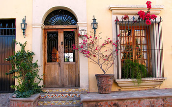 Porche, flowers, house HD wallpaper