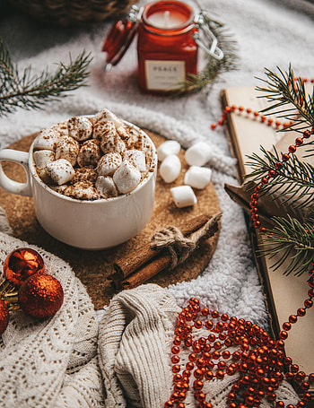 Food, Decorations, Cup, Holiday, Branches, Mug, Marshmallow, Zephyr HD phone wallpaper