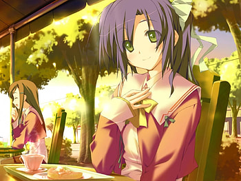 Meeting, anime girl, anime, smile, blushing, school uniform, school girl HD wallpaper