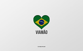 I Love Viamao, Brazilian cities, Day of Viamao, gray background, Viamao, Brazil, Brazilian flag heart, favorite cities, Love Viamao HD wallpaper