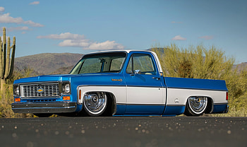 Slammed-Chevrolet-C10-Pick-Up, Bowtie, White, Blue, GM HD wallpaper