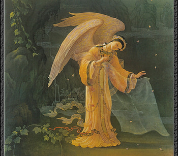 Angel, yellow, kinuko y craft, wings, art, abraxis, fanasy HD wallpaper
