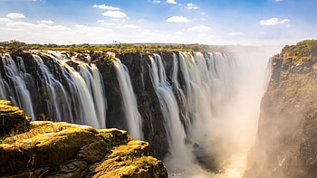 Victoria Falls, Zambia and Zimbabwe, river, africa, clouds, cascades, landscape, sky, rocks HD wallpaper