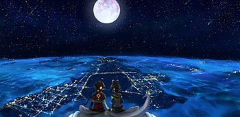 Full Moon, night, cute, vocaloid, nice, scenery, vocaloids, moon, female, sweet, scene, girl, kawaii, star, anime girl, anime, pretty, sky, lovely HD wallpaper