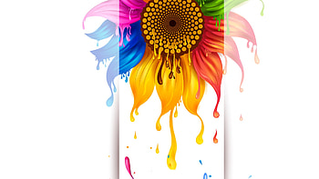 Paint a Sunflower, splatter, abstract, flower, floral, paint, drip, sunflower HD wallpaper