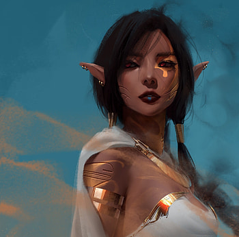 Elf girl, zedart, art, face, trungbui42, elf, zed, blue, z ed, girl, fantasy HD wallpaper