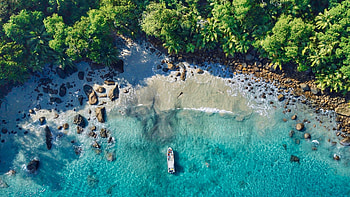 Seychelles ocean views, Aerial perspective, Stunning visuals HD wallpaper
