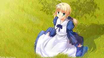 Cute Saber, stay night, blond, fate, cute, knight, dress, gress, saber, anime HD wallpaper