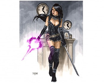 Steampunk Psylocke, Psylocke, steampunk, sword, psychic knife HD wallpaper
