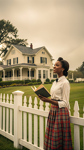 Chic Preppy Charm: A Stylish , house, woman, fence HD phone wallpaper
