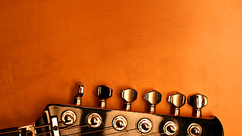 Guitar , Orange hue, Unique patterns, Music-inspired HD wallpaper