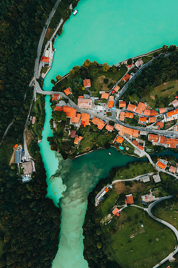 Nature, Rivers, Trees, City, View From Above, Forest HD phone wallpaper