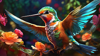 Hummingbird, hummingbird, bird, flower, tree, colorful HD wallpaper